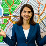 **

"A professional urban planner, fully clothed in a modest dress and blazer, is presenting a city transportation plan at a meeting in São Paulo. The backdrop features maps of the city's public transport network. Safe for work, appropriate content, professional setting, perfect anatomy, correct proportions, natural pose, well-formed hands, proper finger count, natural body proportions, family-friendly."

**