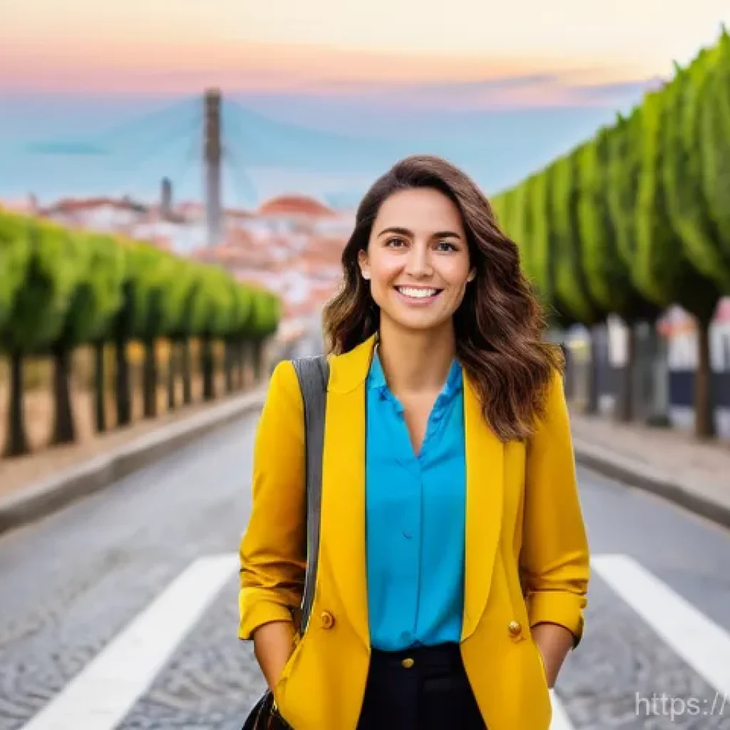 교통직 퇴사 후 대안 - **Prompt 1: The Crossroads of Opportunity in Portugal**
    A full-body, high-angle shot of a determ...