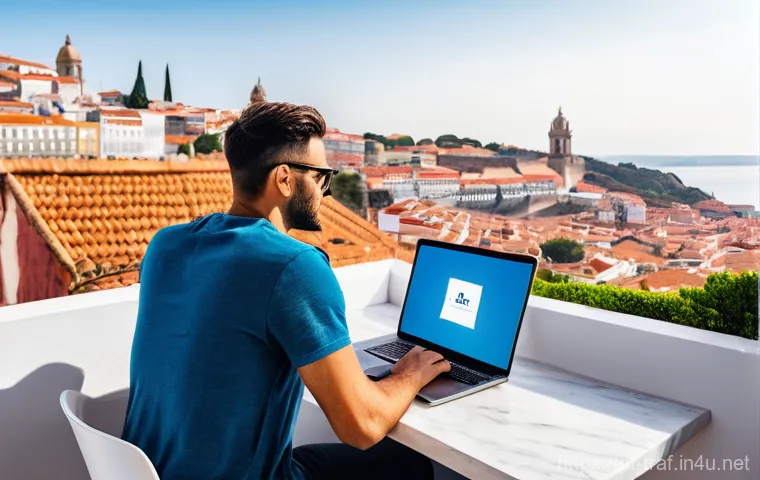 교통직 퇴사 후 대안 - **Prompt 1: The Crossroads of Opportunity in Portugal**
    A full-body, high-angle shot of a determ...