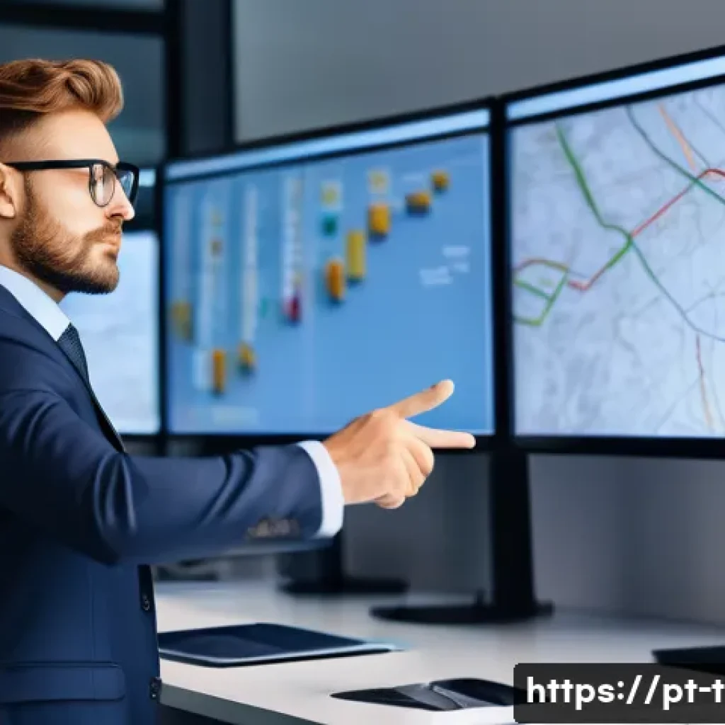 교통직 경력자의 연봉 협상 노하우 - A professional logistics manager in a modern office setting, reviewing detailed transport route maps...