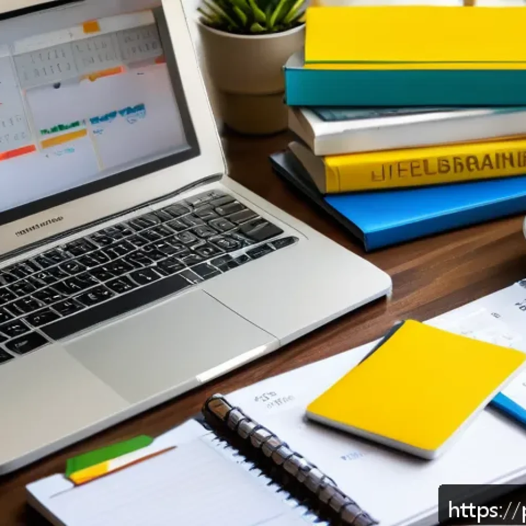 교통직 필기시험 준비 방법론 - A detailed, vibrant study desk scene set in a cozy Brazilian home environment, featuring an open lap...