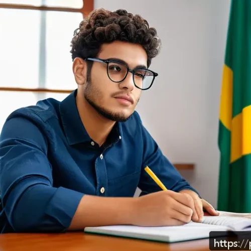 교통직 시험 난이도 평가 - A detailed and realistic office scene showing a young adult Brazilian candidate studying for a traff...