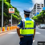 Home 23 교통분야 필수 학습자료 추천 - A detailed and realistic image of a professional traffic officer in Brazil wearing a uniform and ref...