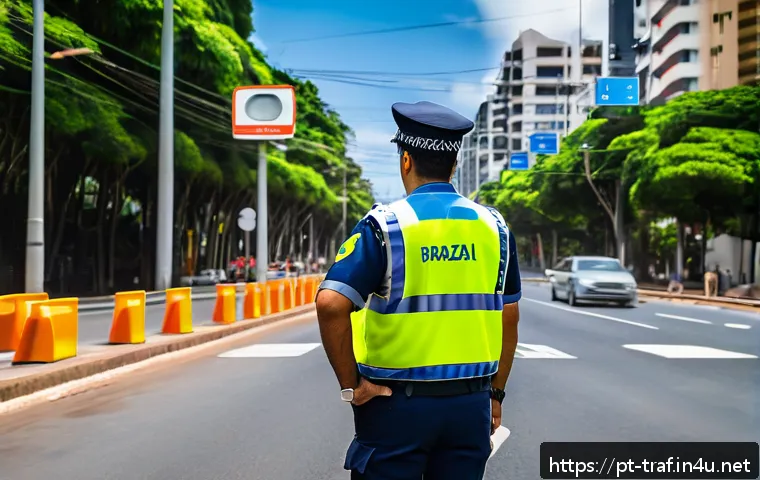 교통분야 필수 학습자료 추천 - A detailed and realistic image of a professional traffic officer in Brazil wearing a uniform and ref...